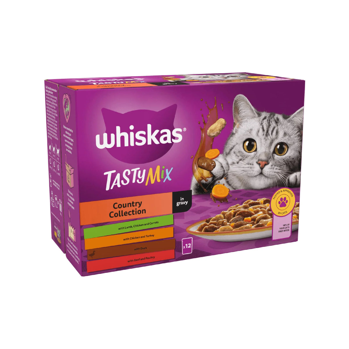 WHISKAS® TASTY MIX Country Collection in Gravy 1+ Adult Wet Cat Food Pouches 85g